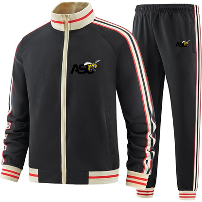 Men's Alabama State Hornets Two Piece Designer Tracksuit with Bold Striped Accents and Zippered Front Elevated Athletic Wear