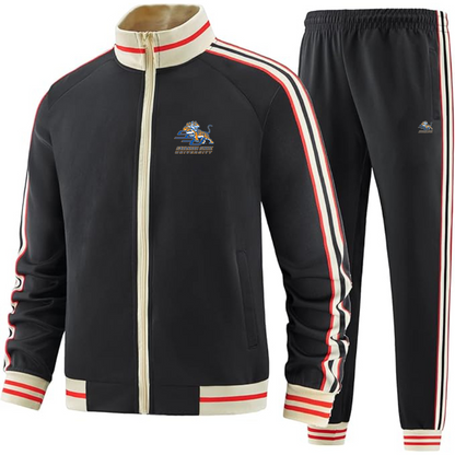 Men's Savannah State Tigers Logo Tracksuit with Bold Striped Accents and Zippered Front Athletic Wear