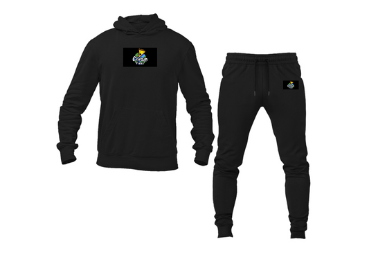 Men's Cartoon Pizza Logo Hoodie Joggers Set