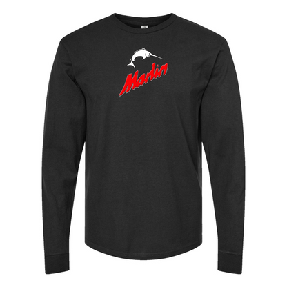 Men's Marlin Logo Cotton Long Sleeve T-Shirt