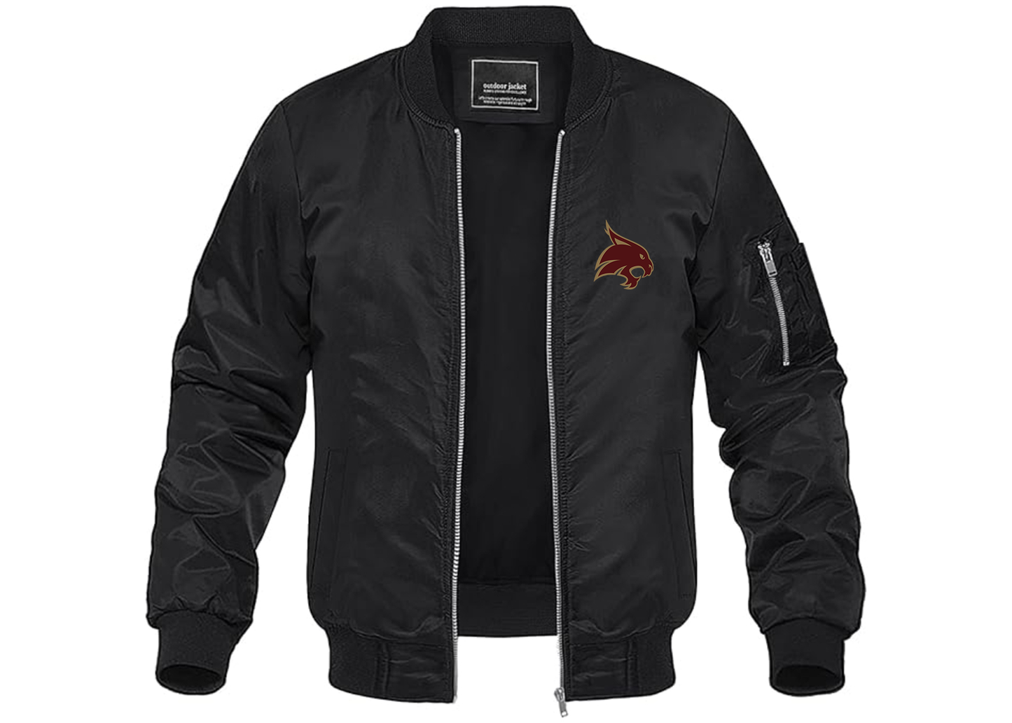Men's Texas State Bobcats Lightweight Bomber Jacket Windbreaker Softshell Varsity Jacket Coat
