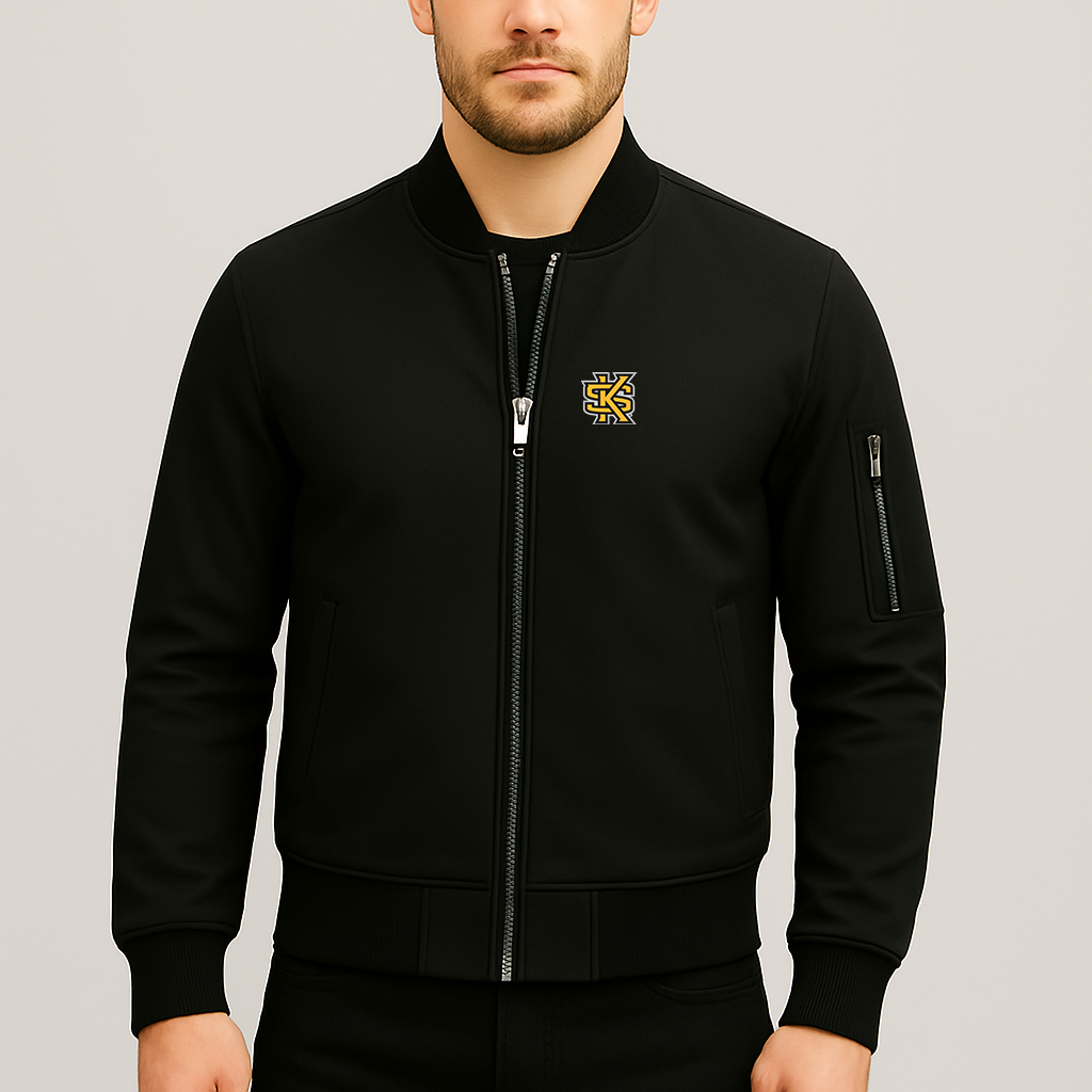 Men's Kennesaw State Owls Logo Lightweight Bomber Jacket Windbreaker Softshell Varsity Jacket Coat