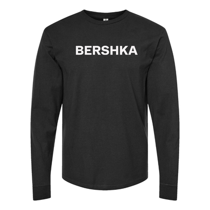 Men's Bershka Logo Cotton Long Sleeve T-Shirt
