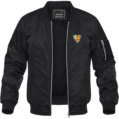 Men's IC Bus Logo Lightweight Bomber Jacket Windbreaker Softshell Varsity Jacket Coat