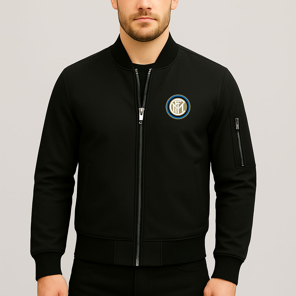 Men's Inter Milan Soccer Lightweight Bomber Jacket - Black