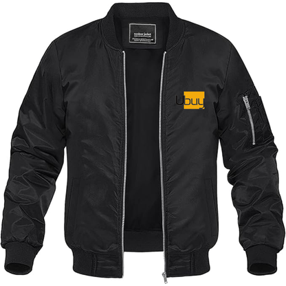 Men's Ubuy Logo Lightweight Bomber Jacket Windbreaker Softshell Varsity Jacket Coat