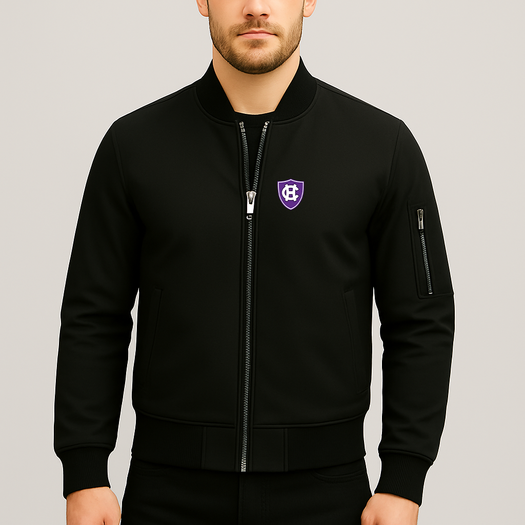 Men's Holy Cross Crusaders Logo Lightweight Bomber Jacket Windbreaker Softshell Varsity Jacket Coat