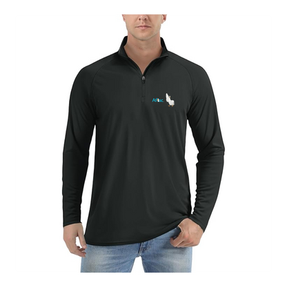 Men's Aflac Logo and Duck Lightweight Quarter-Zip Athletic Shirt Long Sleeve Performance Wear