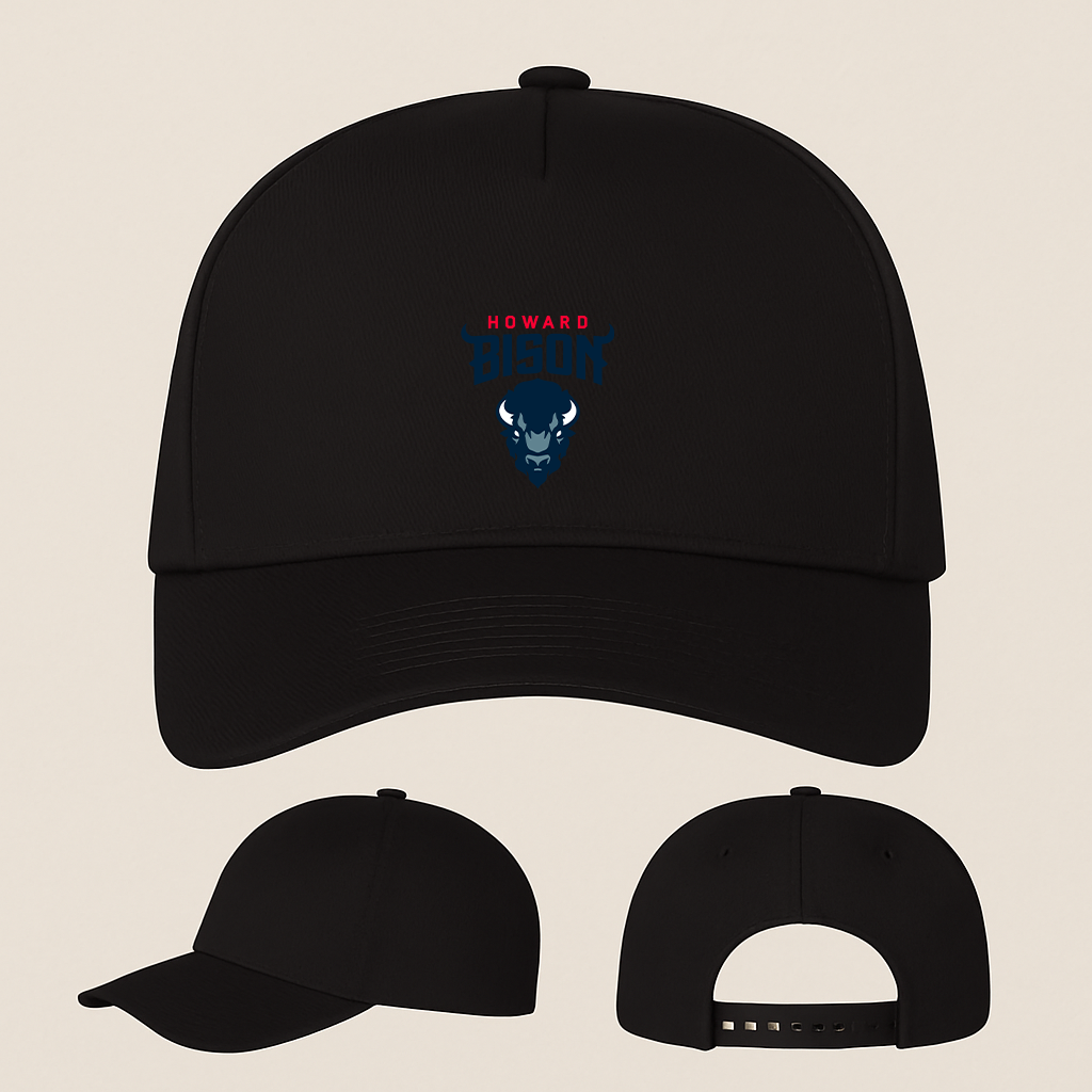 Howard Bison Logo Five Panel Twill Snapback Cap