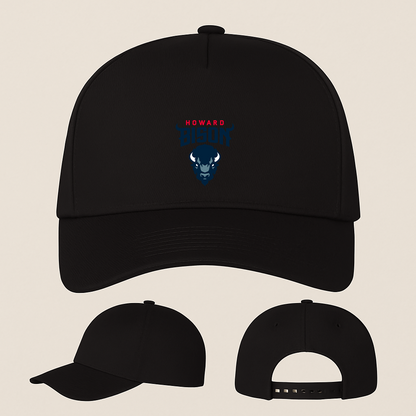 Howard Bison Logo Five Panel Twill Snapback Cap