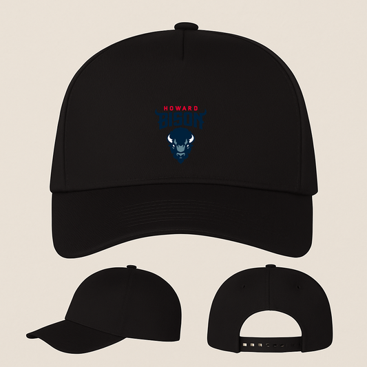 Howard Bison Logo Five Panel Twill Snapback Cap