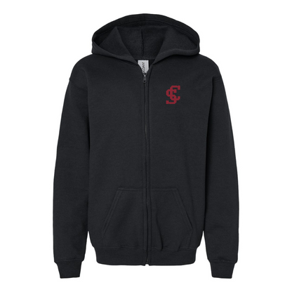Gildan Heavy Blend Youth Santa Clara Broncos Logo Full Zip Hooded Sweatshirt