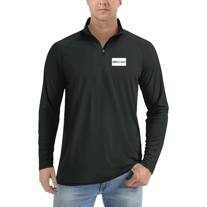 Men's Green Day Logo Lightweight Quarter-Zip Athletic Shirt Long Sleeve Performance Wear