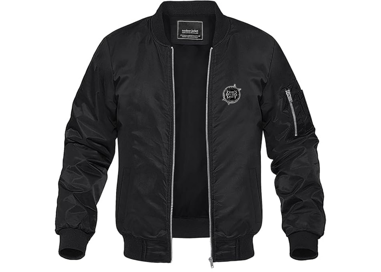 Men's When Rivers Meet Lightweight Bomber Jacket Windbreaker Softshell Varsity Jacket Coat
