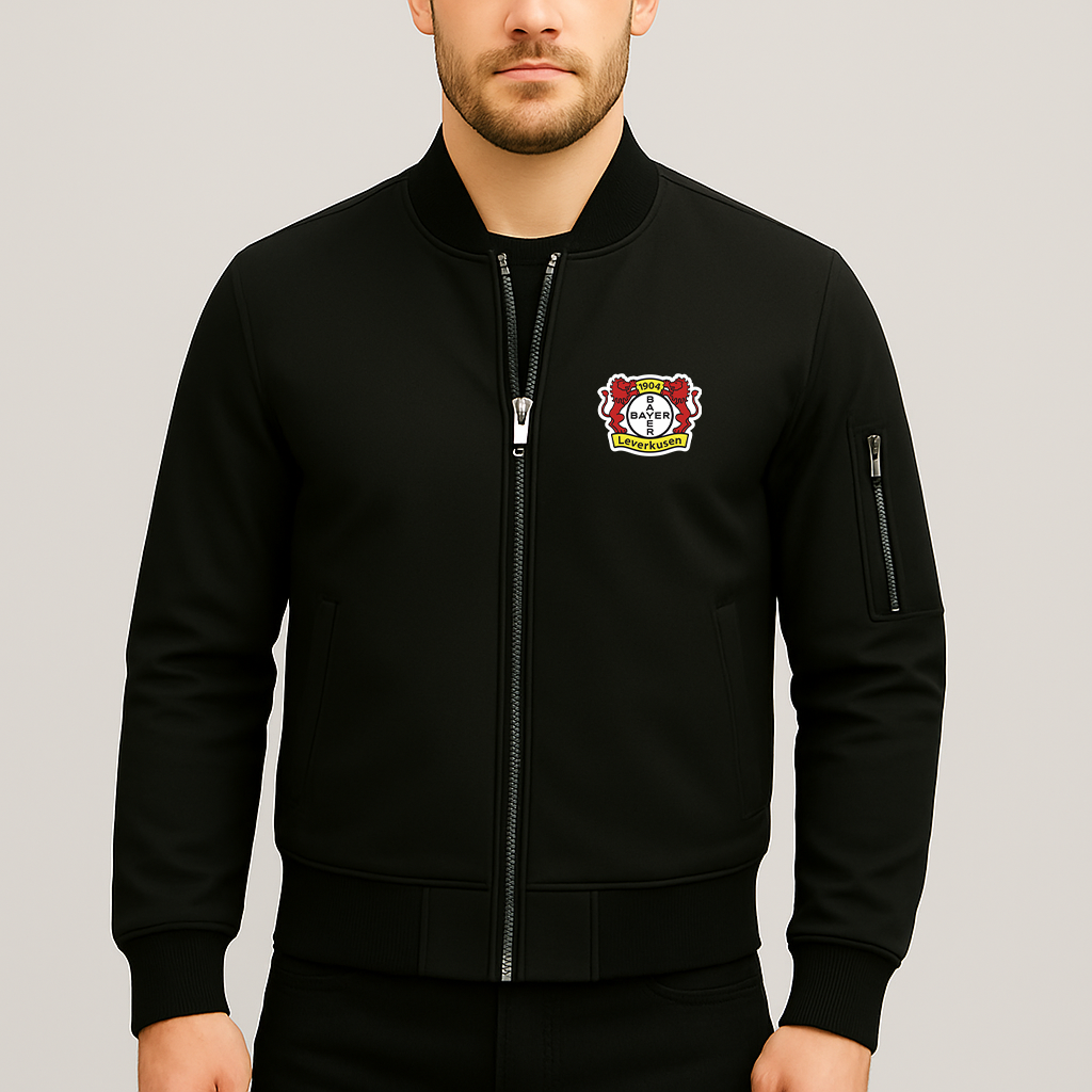 Men's Bayer Leverkusen FC Lightweight Bomber Jacket - Black