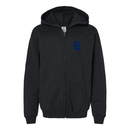 Gildan Heavy Blend Youth Rice Owls Logo Full Zip Hooded Sweatshirt