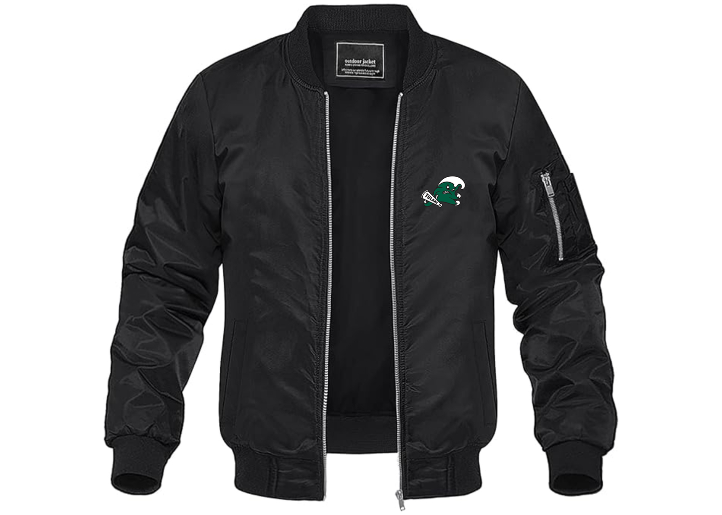 Men's Tulane Green Wave Lightweight Bomber Jacket Windbreaker Softshell Varsity Jacket Coat