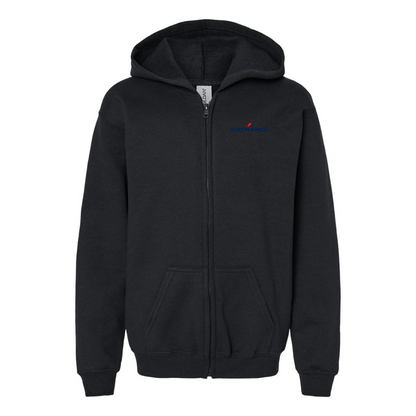 Gildan Heavy Blend Youth Air France Logo Full Zip Hooded Sweatshirt