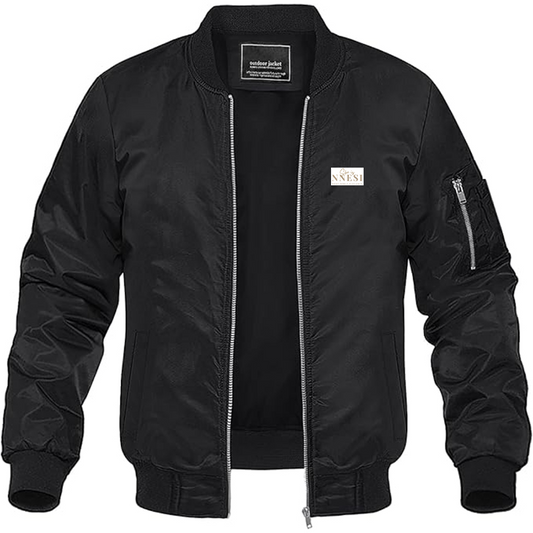 Men's Nnesi Logo Lightweight Bomber Jacket Windbreaker Softshell Varsity Jacket Coat