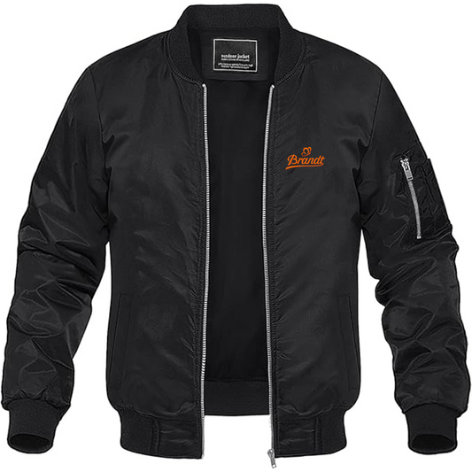 Men's Brandt Zwieback Logo Lightweight Bomber Jacket Windbreaker Softshell Varsity Jacket Coat