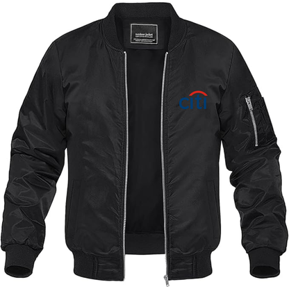 Men's Citi logo Lightweight Bomber Jacket Windbreaker Softshell Varsity Jacket Coat