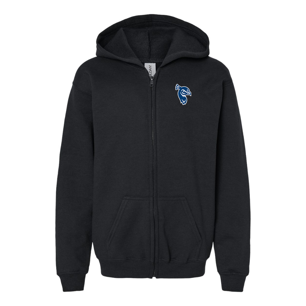Gildan Heavy Blend Youth Saint Peters Peacocks Logo Full Zip Hooded Sweatshirt