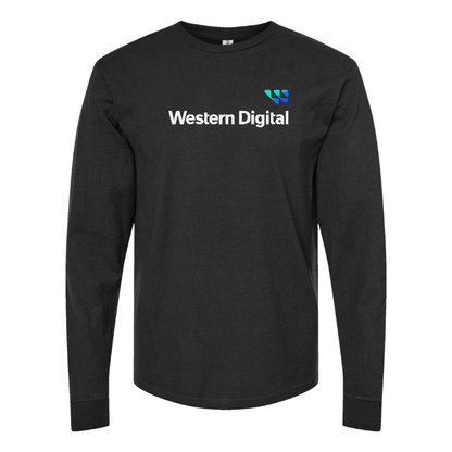 Men's Western Digital Logo Cotton Long Sleeve T-Shirt