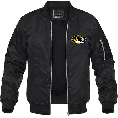 Men's Missouri Tigers Logo Lightweight Bomber Jacket Windbreaker Softshell Varsity Jacket Coat