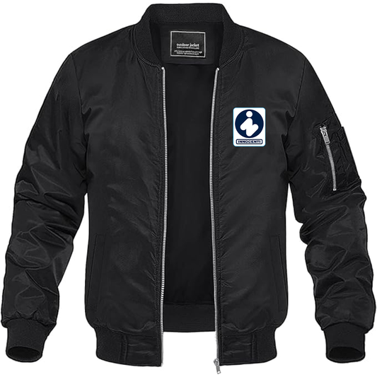 Men's Innocenti Logo Lightweight Bomber Jacket Windbreaker Softshell Varsity Jacket Coat