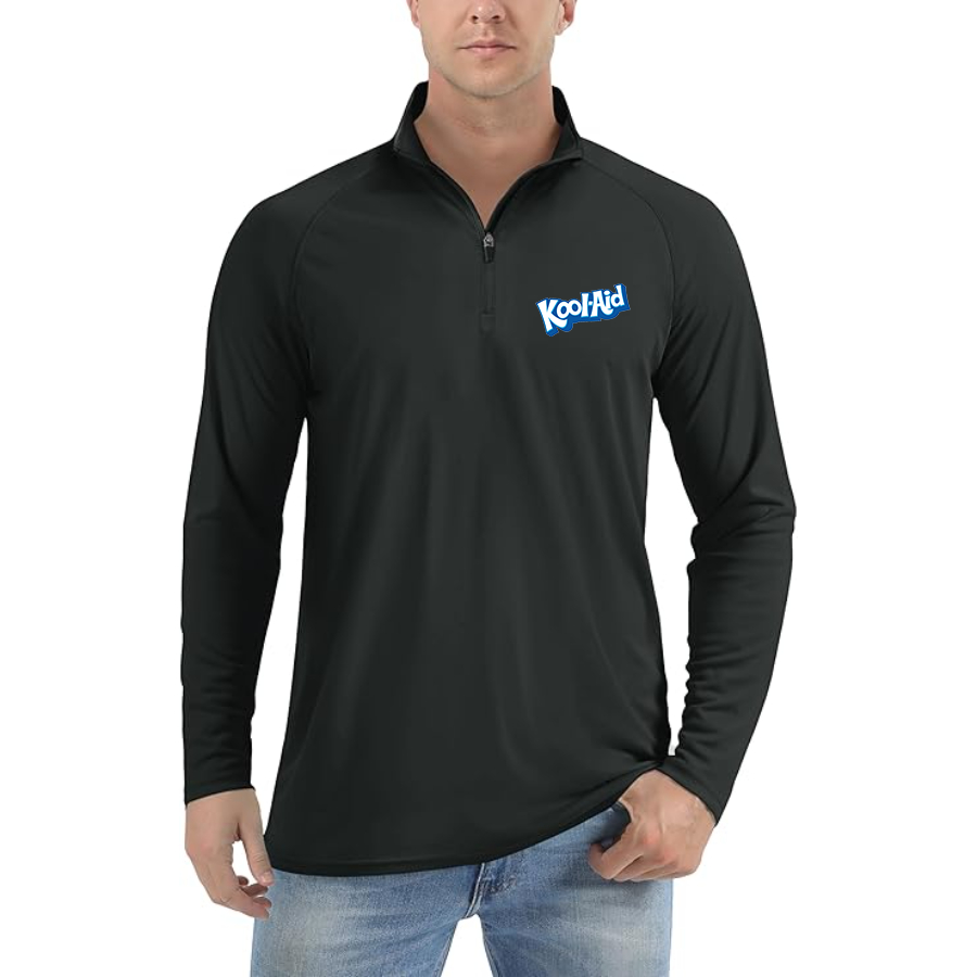 Men's kool-Aid Lightweight Quarter-Zip Athletic Shirt Long Sleeve - Black