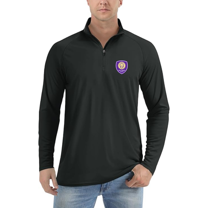 Men's Orlando City Soccer Lightweight Quarter-Zip Athletic Shirt Long Sleeve - Black