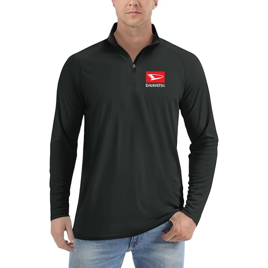 Men's Daihatsu Car Truck Lightweight Quarter-Zip Athletic Shirt Long Sleeve - Black