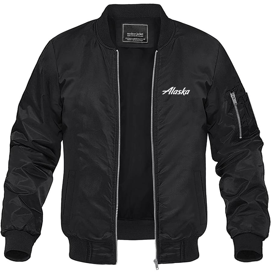 Men's Alaska Airline Lightweight Bomber Jacket - Black