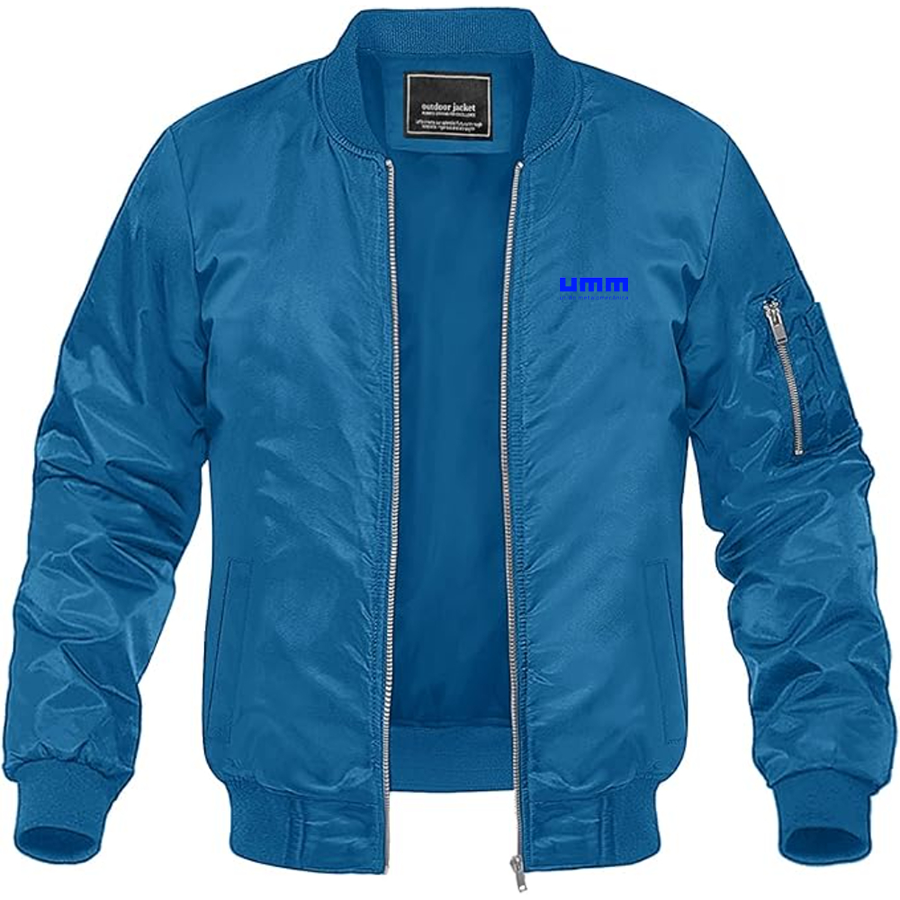 Men's UMM Logo Lightweight Bomber Jacket Windbreaker Softshell Varsity Jacket Coat