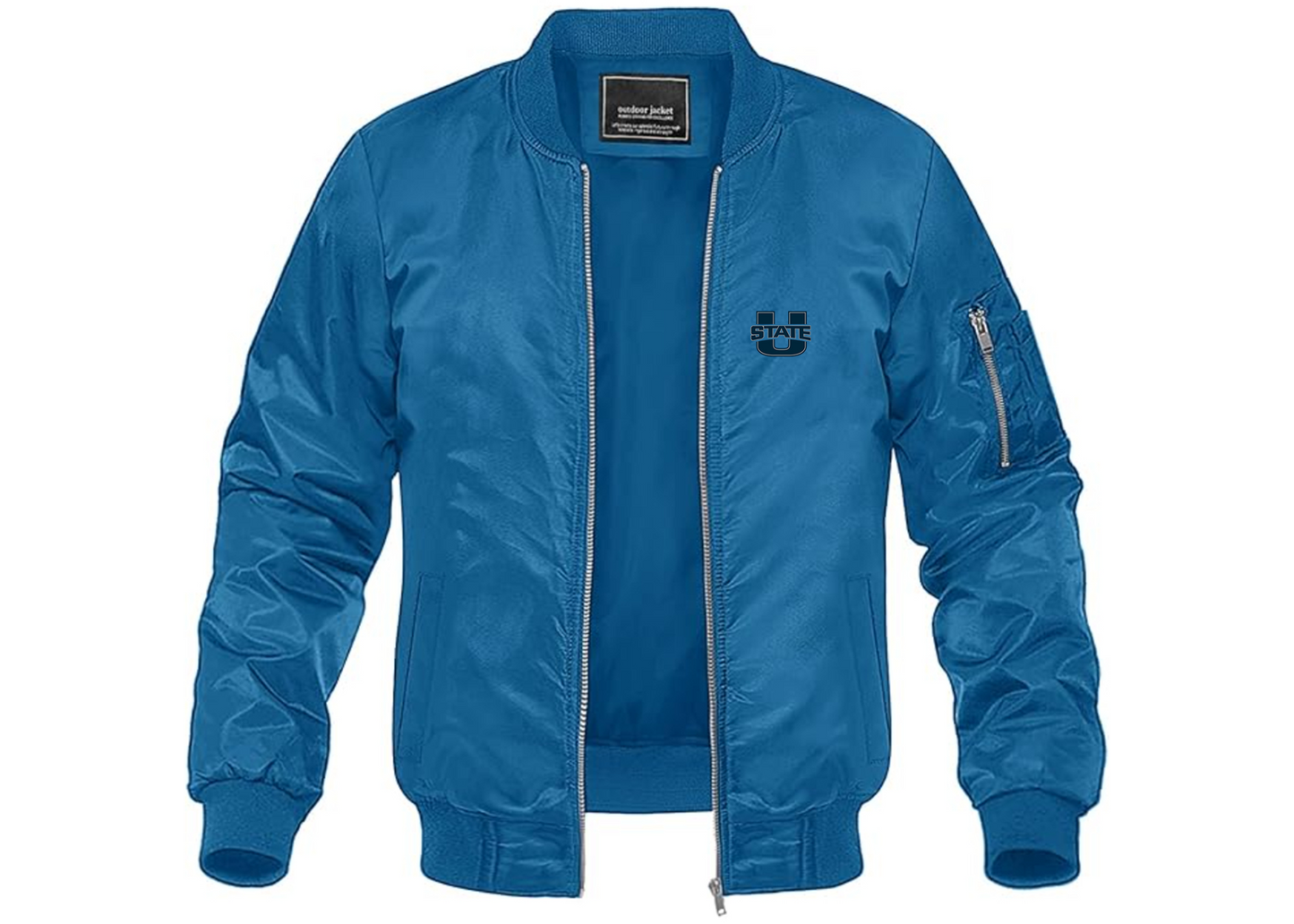 Men's Utah State Aggies Lightweight Bomber Jacket Windbreaker Softshell Varsity Jacket Coat
