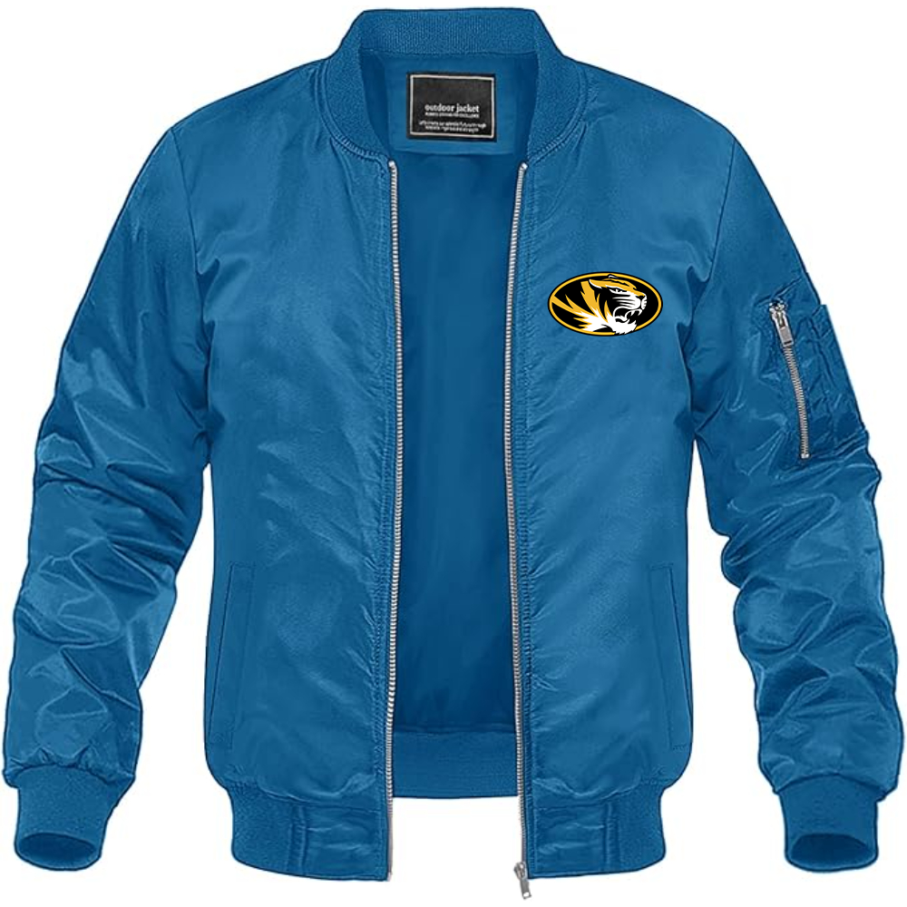 Men's Missouri Tigers Logo Lightweight Bomber Jacket Windbreaker Softshell Varsity Jacket Coat