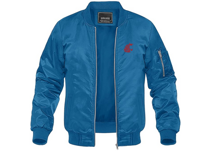 Men's Washington State Cougars Lightweight Bomber Jacket Windbreaker Softshell Varsity Jacket Coat