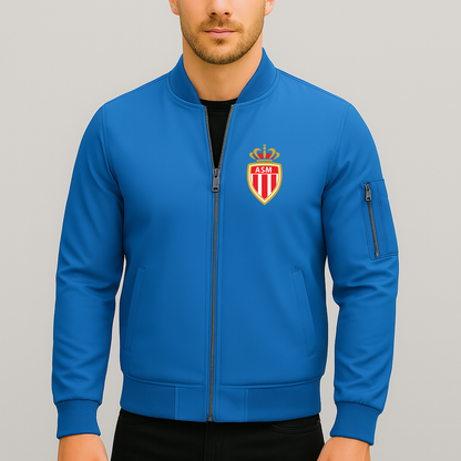 Men's AS Monaco FC Lightweight Bomber Jacket - Blue