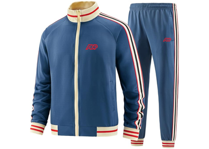Men's ADP Logo  Tracksuit with Bold Striped Accents and Zippered Front Athletic Wear