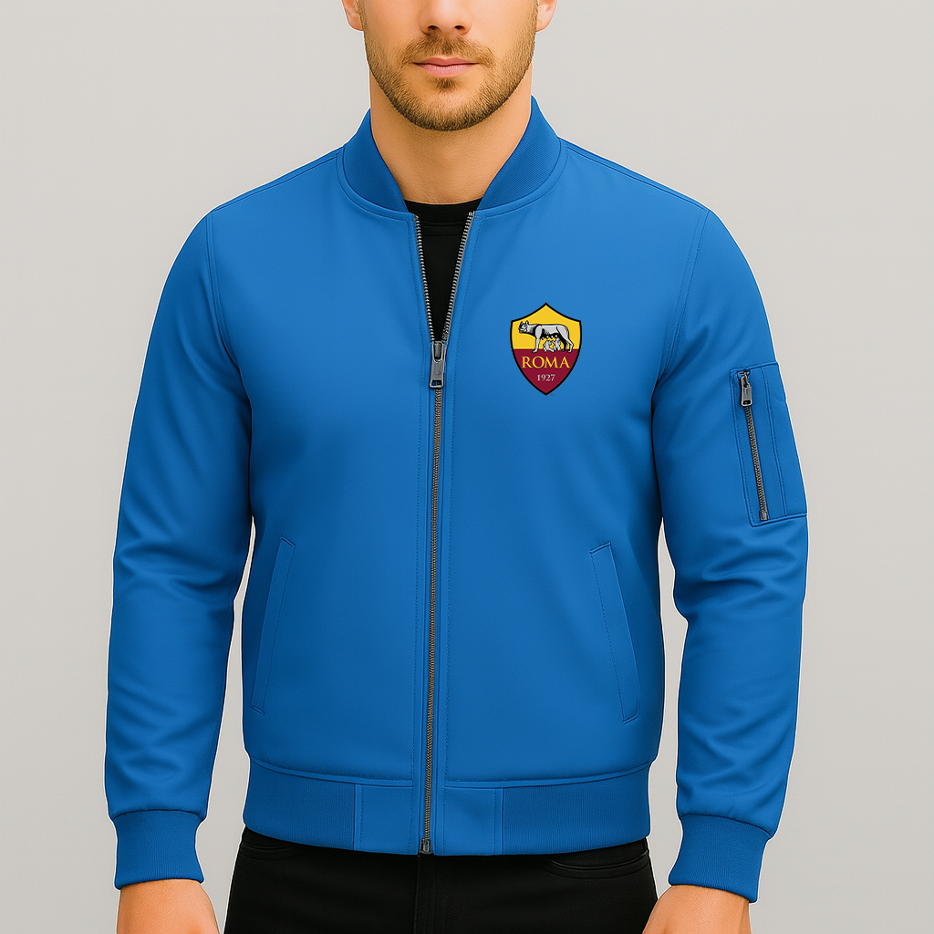 Men's AS Roma FC Lightweight Bomber Jacket - Blue