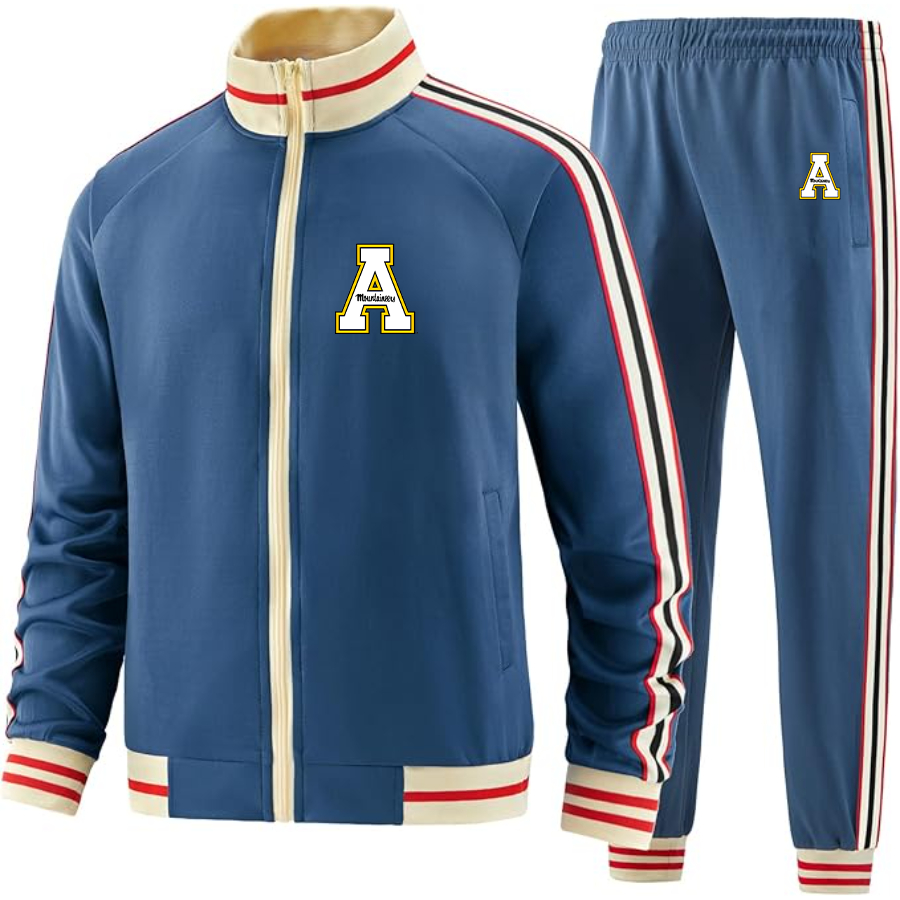 Men's   Appalachian State Mountaineers Two Piece Designer Tracksuit with Bold Striped Accents and Zippered Front Elevated Athletic Wear