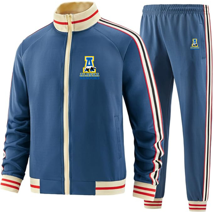 Men's Alaska Nanooks Two Piece Designer Tracksuit with Bold Striped Accents and Zippered Front Elevated Athletic Wear