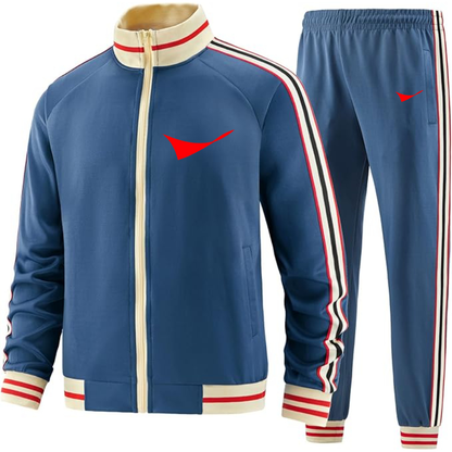 Men's Conoco Phillips Symbol Two Piece Designer Tracksuit with Bold Striped Accents and Zippered Front Elevated Athletic