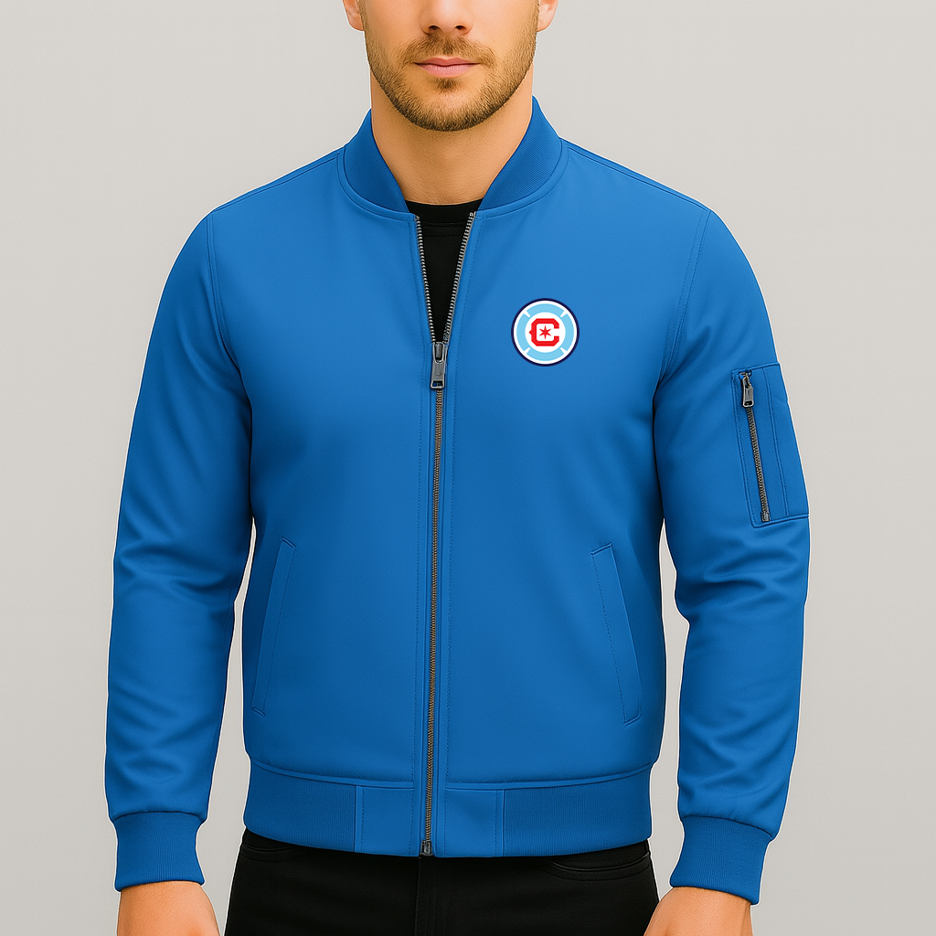 Men's Chicago Fire Soccer Lightweight Bomber Jacket - Blue