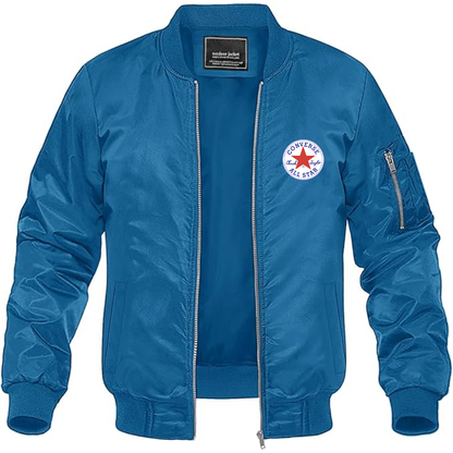 Men's Chuck Taylor All Star Logo Lightweight Bomber Jacket Windbreaker Softshell Varsity Jacket Coat