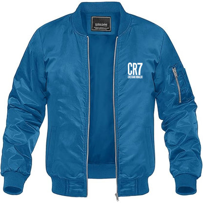Men's CR7 Logo Lightweight Bomber Jacket Windbreaker Softshell Varsity Jacket Coat
