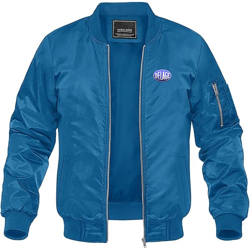 Men's Delage Logo Lightweight Bomber Jacket Windbreaker Softshell Varsity Jacket Coat