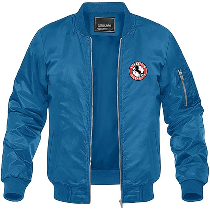 Men's Billings Mustangs Logo Lightweight Bomber Jacket Windbreaker Softshell Varsity Jacket Coat
