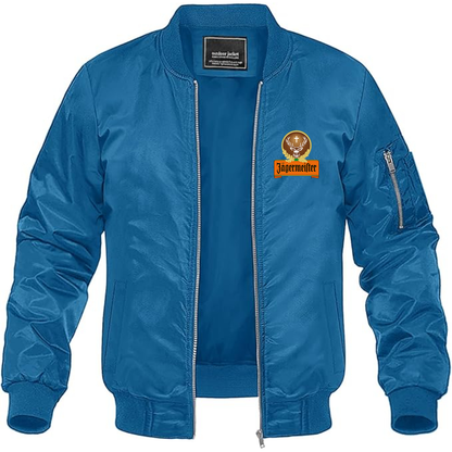 Men's Jagermeister Logo Lightweight Bomber Jacket Windbreaker Softshell Varsity Jacket Coat