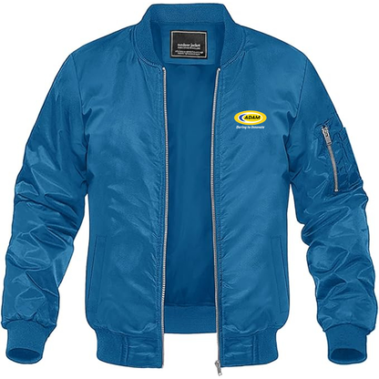 Men's Adam Motors Logo Lightweight Bomber Jacket Windbreaker Softshell Varsity Jacket Coat